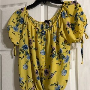 Papermoon Yellow Floral Blouse with Blue Accents